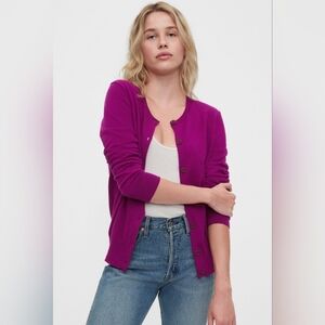 Gap Button Front Cardigan Peony Pink - L